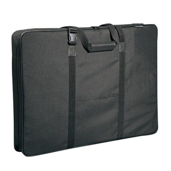 Tote shoulder black nylon art portfolio with four large zippered pockets on Sale