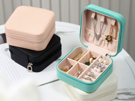 Simple and portable ins Macaron color jewelry storage box Travel earrings necklace ring storage jewelry box Supply