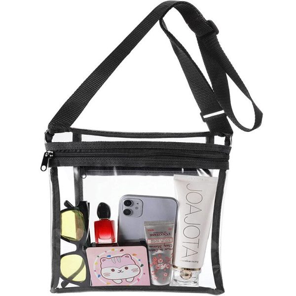 Transparent PVC Messenger Bag Adjustable Shoulder Strap Stadium Transparent Bag Outdoor Travel Sports Storage Bag Storage Fashion