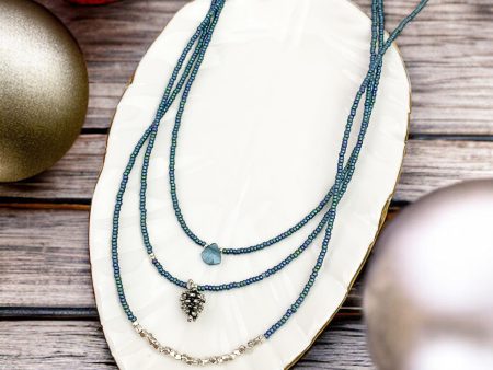 Blue Pinecone Cascade Necklace Set Online Sale