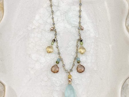 Elegant Drape w Aqua Chalcedony Marquee Gems Necklace Online now