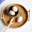 Rattan storage basket bread fruit snack two-ear tray picnic basket living room tabletop shelving basket storage box accessories Fashion