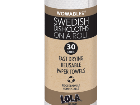 Wowables, Swedish Dish Cloths on a Roll, Reusable & Biodegradable Paper Towels, 30 Count Roll Online Sale