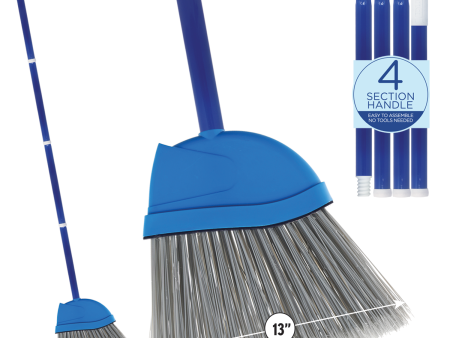 Big Angle Broom, 12  wide head w  4 piece handle Supply