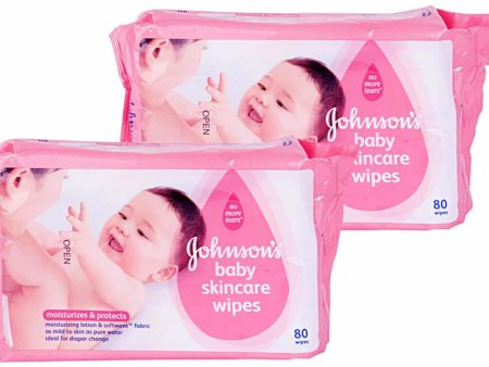 Johnson & Johnson Baby Wipes - 80 pcs (Pack of 2) Cheap