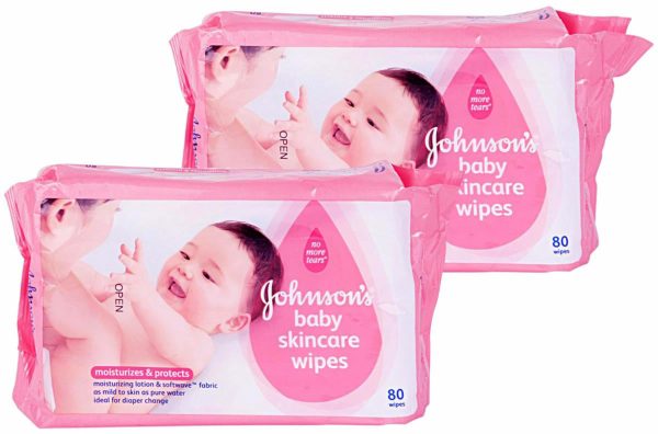 Johnson & Johnson Baby Wipes - 80 pcs (Pack of 2) Cheap