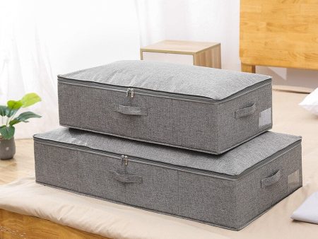 Under-bed storage box Cotton linen folding large capacity storage clothes Moisture-proof portable organizer with lid Online