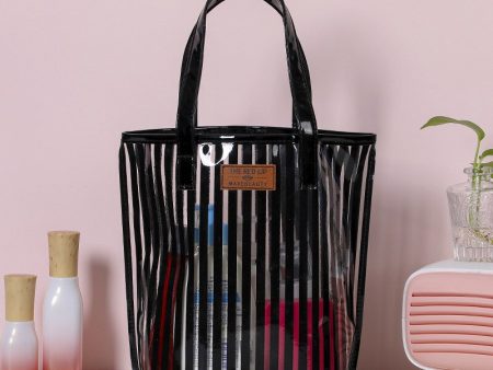 2022 New Striped Handbag Wash Bag. Girl Heart Transparent PVC Jelly Bag Portable Large-capacity Beach Bag. Storage For Sale