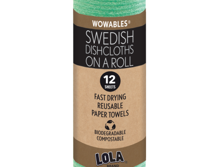 Wowables, Swedish Dish Cloths on a Roll, Reusable & Biodegradable Paper Towels, 12 Count Roll Cheap