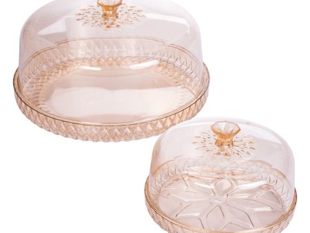 Plasutil Vintage Cake Tray with Lid and Cheese Storage Container | 2 Pieces | BPA Free Cheap