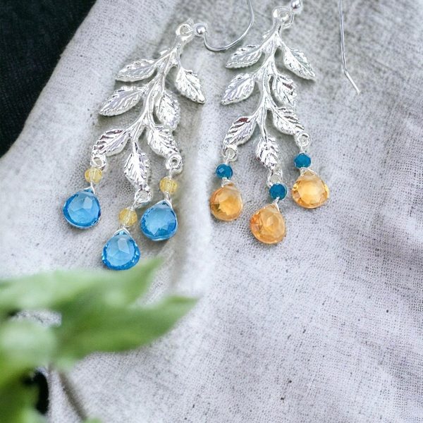 Ukraine 🇺🇦Fundraiser - Topaz & Citrine Vine Earrings Hot on Sale