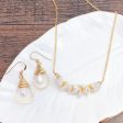 14k Gold Filled Horizontal Bar Pearl Necklace and Earrings Set Online