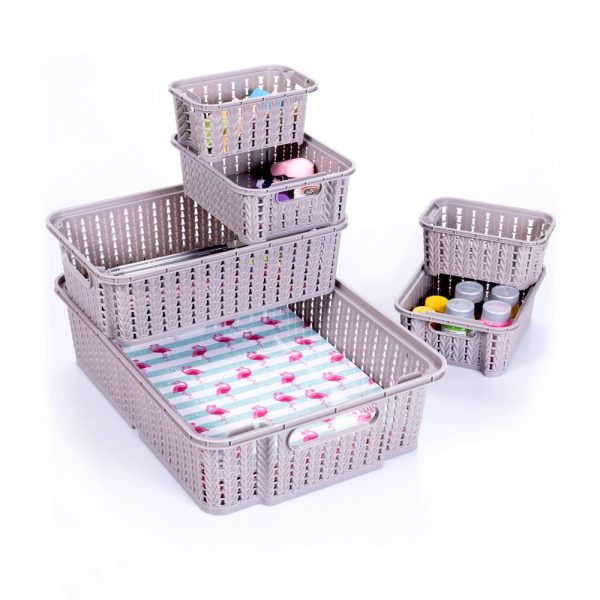 Plasutil 6 Multipurpose Storage Baskets, Stackable, BPA Free, Four Sizes Online Sale