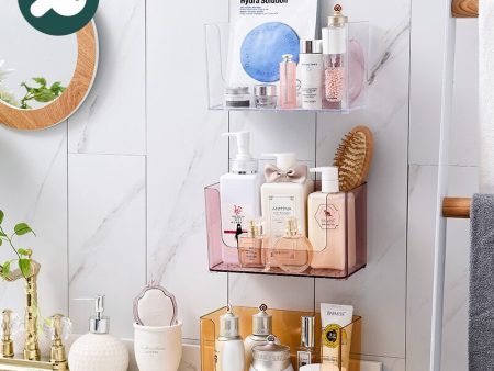 Simple and transparent pasted wall mounted storage box Bathroom storage rack nail free non-trace mask storage box Online now