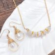 14k Gold Filled Horizontal Bar Pearl Necklace and Earrings Set Online