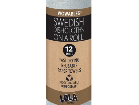 Wowables, Swedish Dish Cloths on a Roll, Reusable & Biodegradable Paper Towels, 12 Count Roll Sale