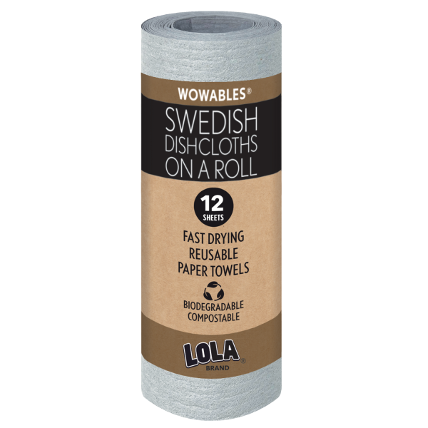 Wowables, Swedish Dish Cloths on a Roll, Reusable & Biodegradable Paper Towels, 12 Count Roll Sale