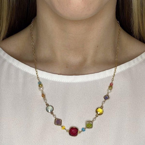 Medium Mixed Shapes Colorful Layering Necklace Hot on Sale