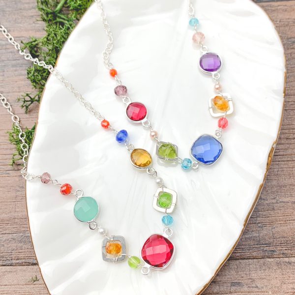 Medium Mixed Shapes Colorful Layering Necklace Hot on Sale