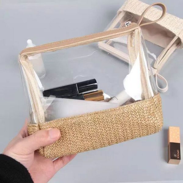 Straw cosmetic bag supplier manufacturers advanced sense of large-capacity portable washing bag wholesale cosmetic washing bag Storage Online Hot Sale