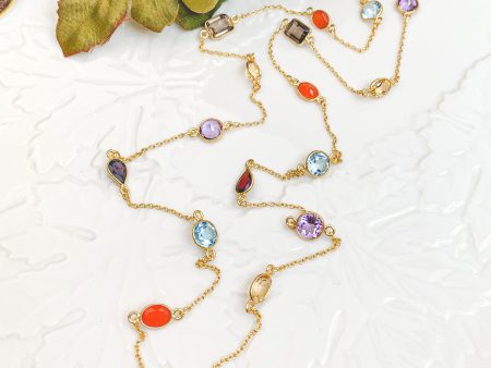 Faceted Mixed Gems Layering Necklace on Sale