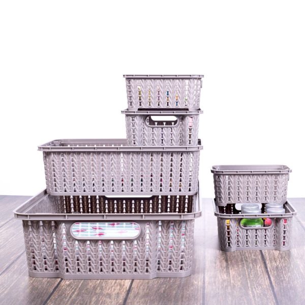 Plasutil 6 Multipurpose Storage Baskets, Stackable, BPA Free, Four Sizes Online Sale