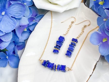 Lapis Gems Bar Style Necklace or Earrings on Sale