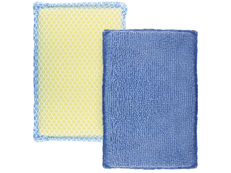 Nylon Net One Side & Microfiber Terry Cloth One Side   2-Way Cleaning Sponge Pad - 2 pack Discount