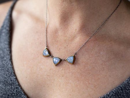 Tri Fold 24k Gold Necklace with Moonstones Online Hot Sale