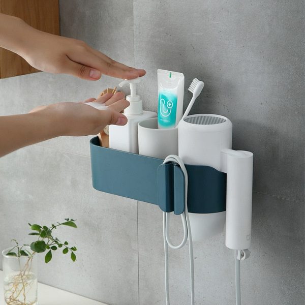 T wholesale new household toilet hair dryer shelving multifunctional perforation-free viscose hair dryer storage rack For Cheap