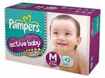 Pampers Active Baby Diapers Medium 62 Pieces (6 to 11 kg) Supply