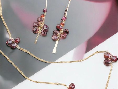 Garnet Drama Earrings and Necklace on Sale