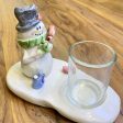 Handmade Christmas Snowman with Mittens Votive Holder Fashion