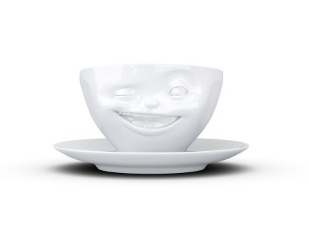 Coffee Cup with Saucer, Winking Face Online Sale