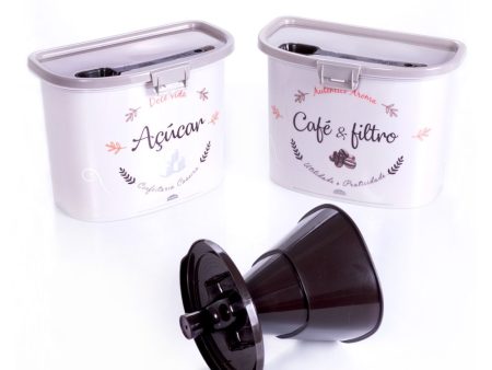 Coffee Storage Set, 3 Pieces, BPA Free Plastic Containers with Scoops and Filter Holder | Coffee And Sugar Canister Set, Decorative Coffee & Sugar Container with Scoop Online Sale