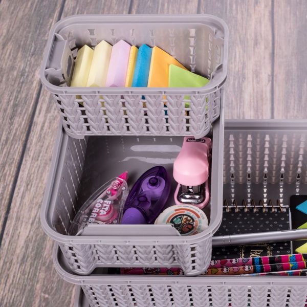 Plasutil 6 Multipurpose Storage Baskets, Stackable, BPA Free, Four Sizes Online Sale