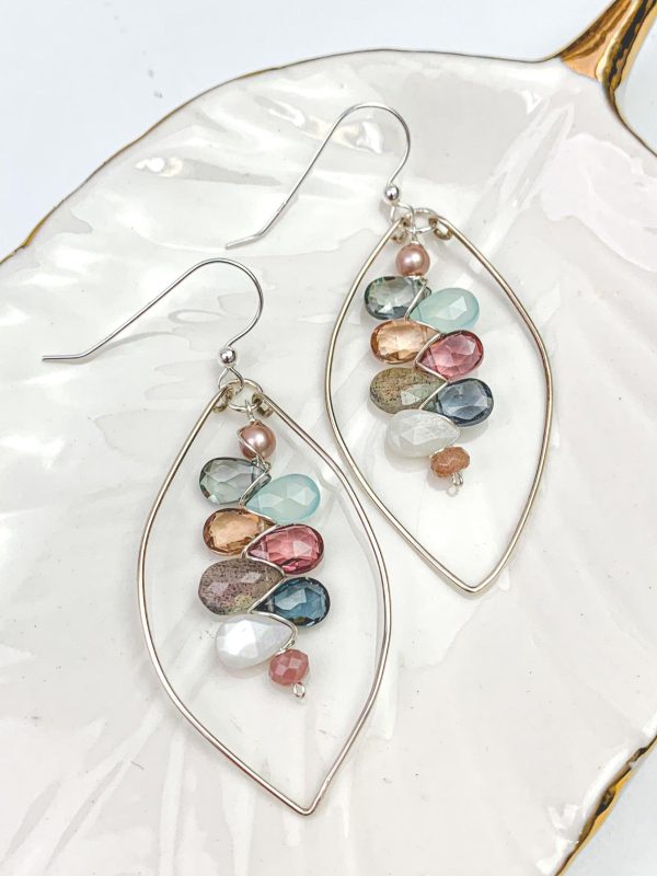 Boho Kaleidoscope Colorful Gems Statement Hoops For Cheap