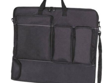 Tote shoulder black nylon art portfolio with four large zippered pockets on Sale