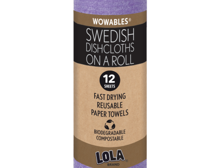 Wowables, Swedish Dish Cloths on a Roll, Reusable & Biodegradable Paper Towels, 12 Count Roll Cheap