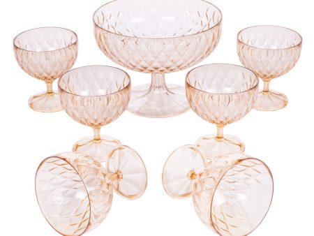 Plasutil Glass Dessert Bowls Set, 7 Pieces - 11.83 oz Cups, 64.25 oz Punch Bowl, Heavy Base Online