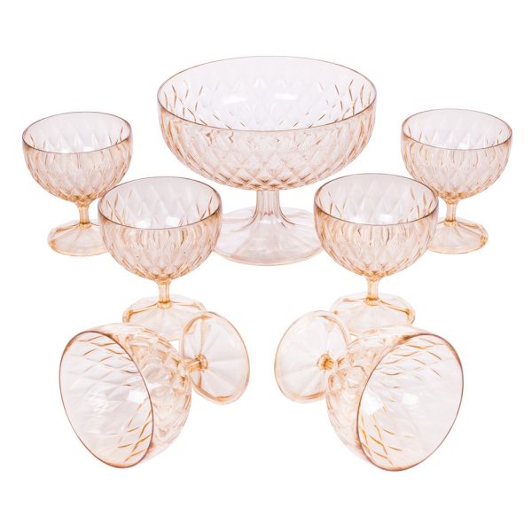 Plasutil Glass Dessert Bowls Set, 7 Pieces - 11.83 oz Cups, 64.25 oz Punch Bowl, Heavy Base Online