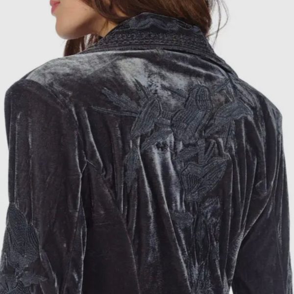 Velvet Embroidered Light Coat For Sale