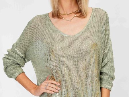 Italian Gold-Leaf OS Lightweight Sweater on Sale