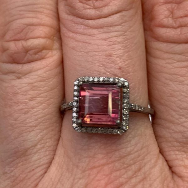 Tourmaline Diamond Halo Ring Collection Hot on Sale