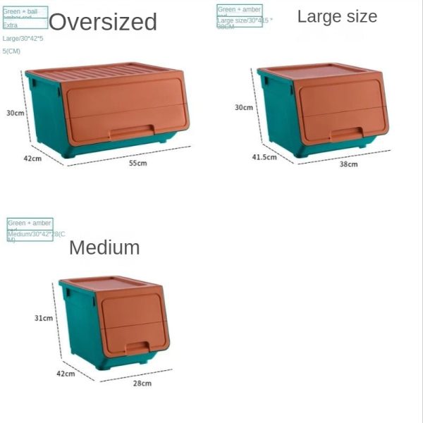 Toy storage box Plastic large open front clamshell storage box children s clothes and snacks storage box For Discount