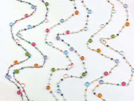 Gems and Pearls Long Layering Necklace Online Sale