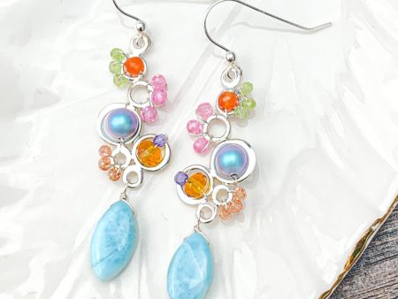 Colorful Larimar Statement Earrings Fashion