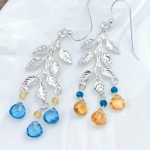 Ukraine 🇺🇦Fundraiser - Topaz & Citrine Vine Earrings Hot on Sale