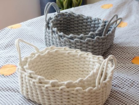 Storage basket Nordic ins cotton thread hand-woven desktop storage basket sundry snacks storage basket Online Sale