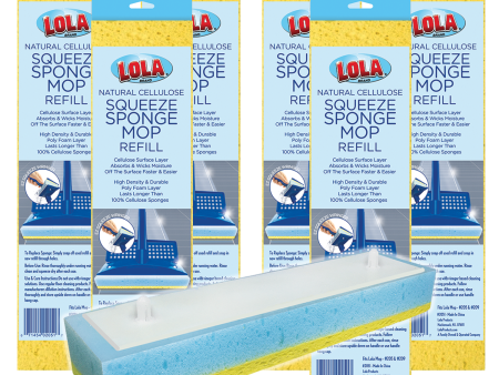 Natural Cellulose Squeeze Sponge Mop Refill, 9  Head - 6 Pack Discount